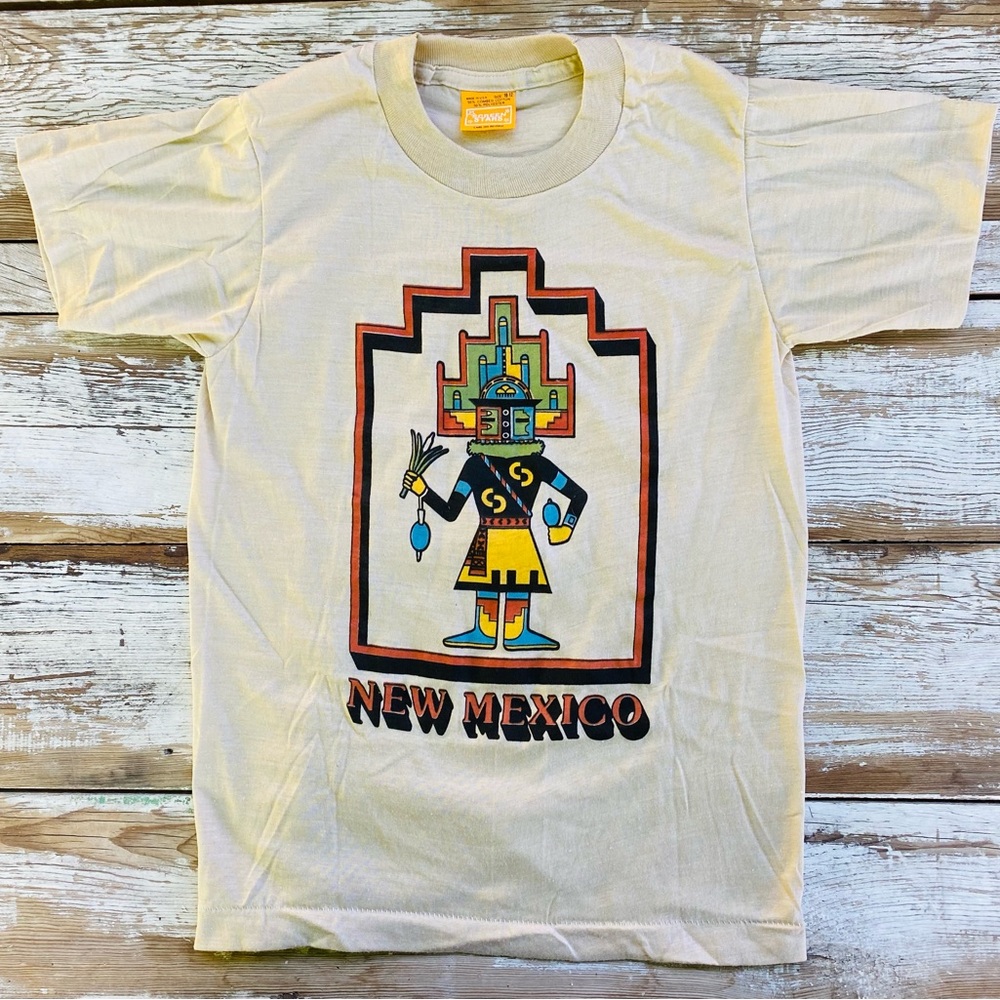 Screen Stars New Mexico Graphic Tee in Cream, Black, Yellow, Blue